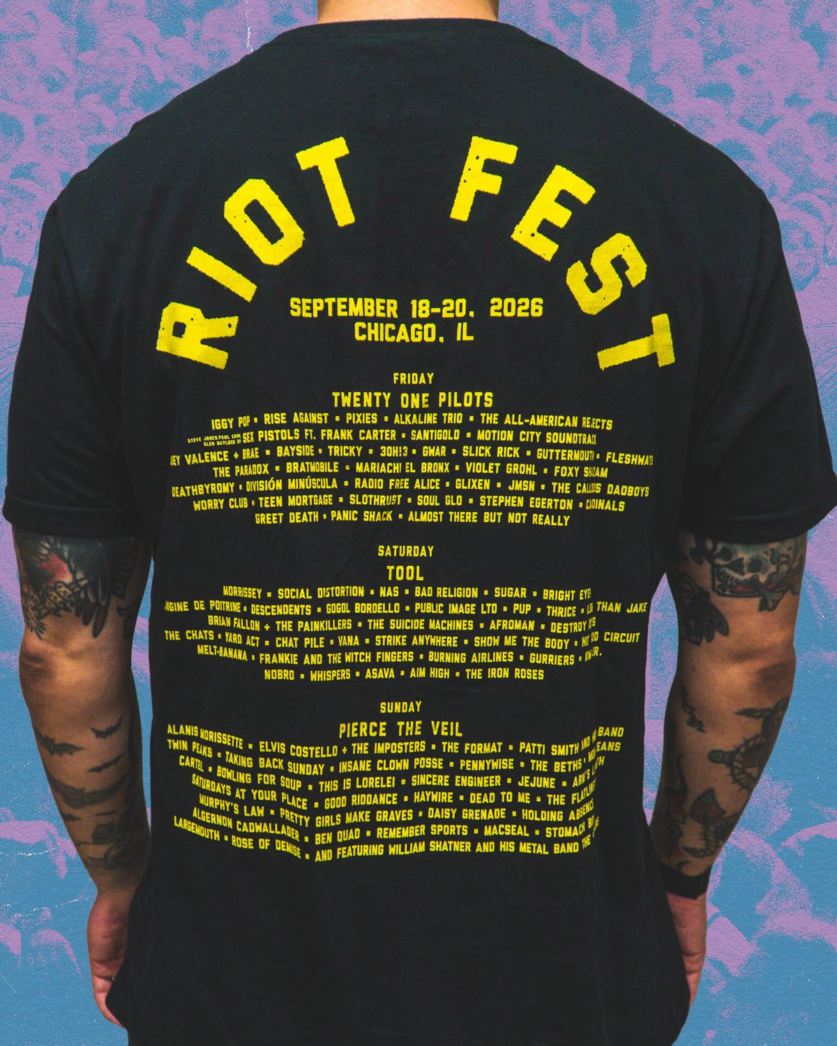 2026 Yellow Text Lineup Tee