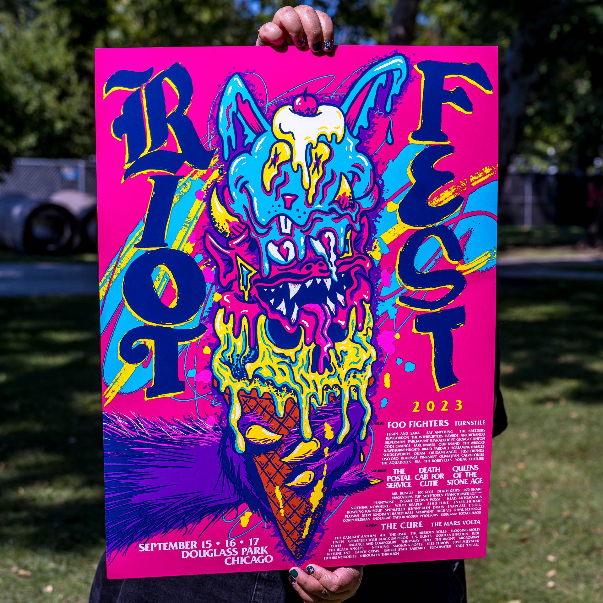 2023 Riot Fest Ice Cream Screen Printed Lineup Poster