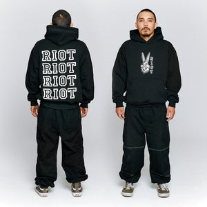 Riot/Rumours Collab Hoodie-Riot Land Bunny-Black